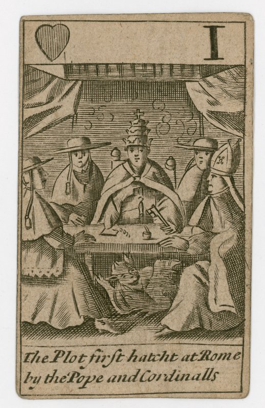 Popish Plot Spielkarte von English School