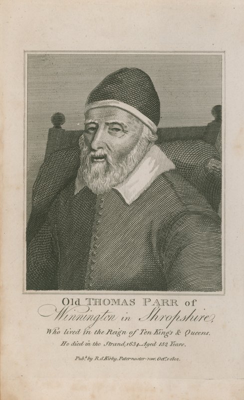 Porträt von Old Thomas Parr von English School