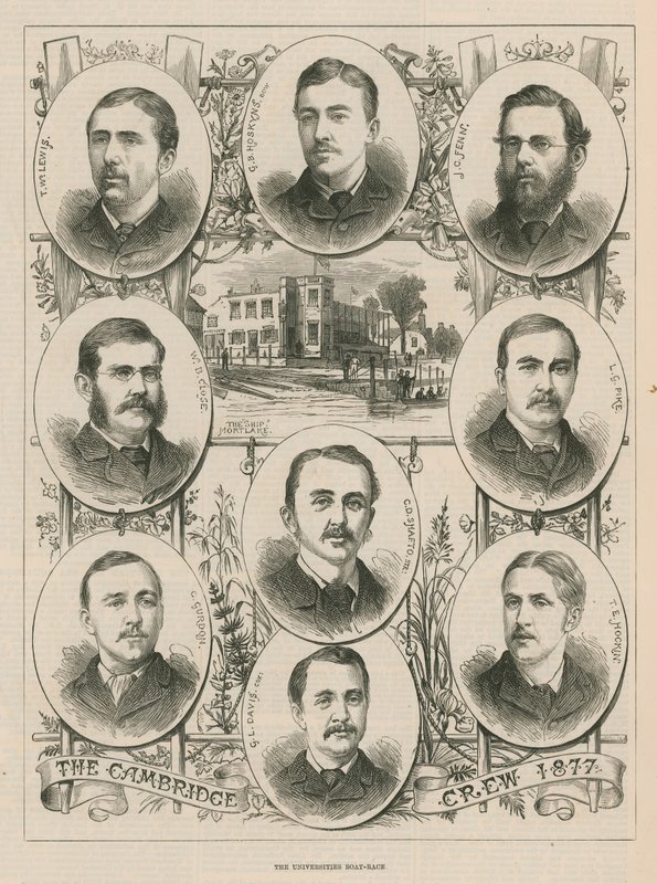 Porträts der Cambridge-Crew von 1877 von English School