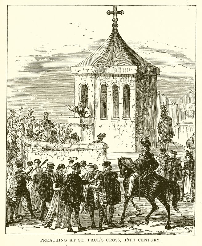 Predigt an der St. Pauls Cross, 16. Jahrhundert von English School