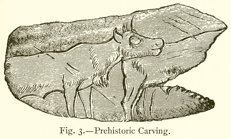 Prähistorische Schnitzerei von English School