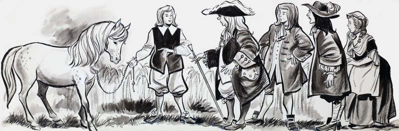 Prinz und Pferd von English School