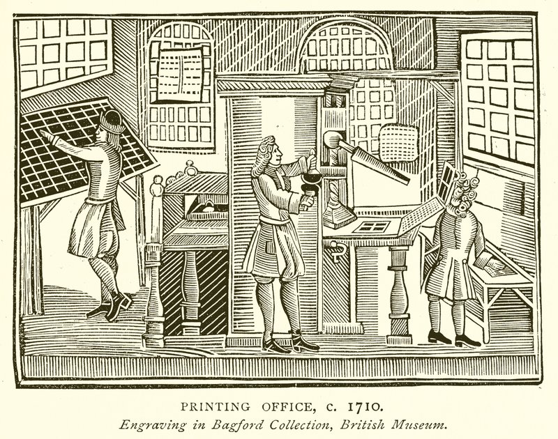 Druckerei, ca. 1710 von English School