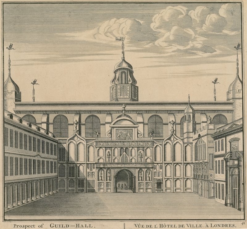 Prospekt der Guildhall, London von English School