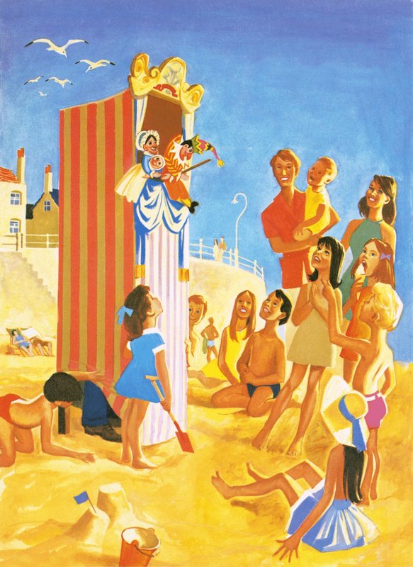 Punch-und-Judy-Show am Strand von English School