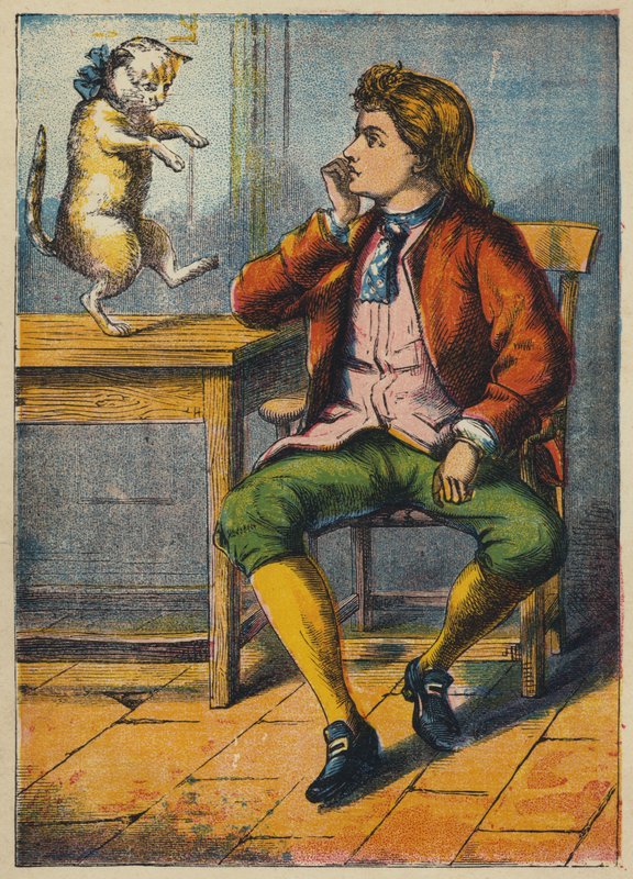 Der Kater tröstet den Müllerssohn (Farblithografie) von English School
