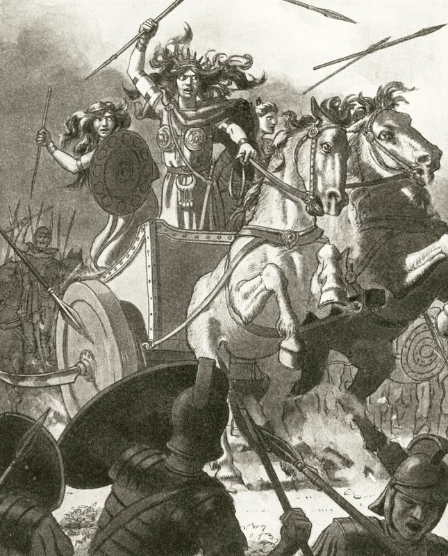 Königin Boadicea in ihrem Streitwagen von English School