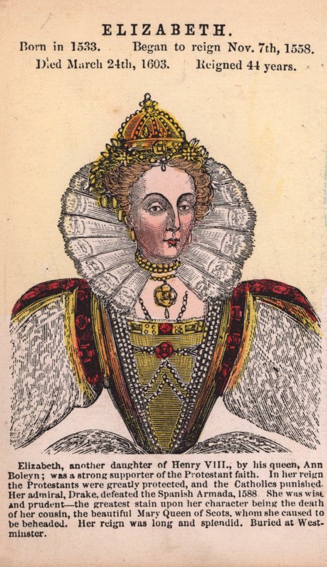 Königin Elisabeth I (farbige Gravur) von English School