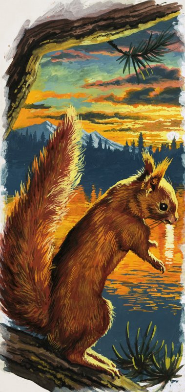 Rotes Eichhörnchen am See von English School