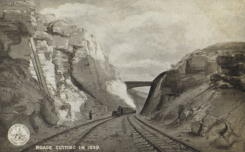 Roade Cutting im Jahr 1839 von English School
