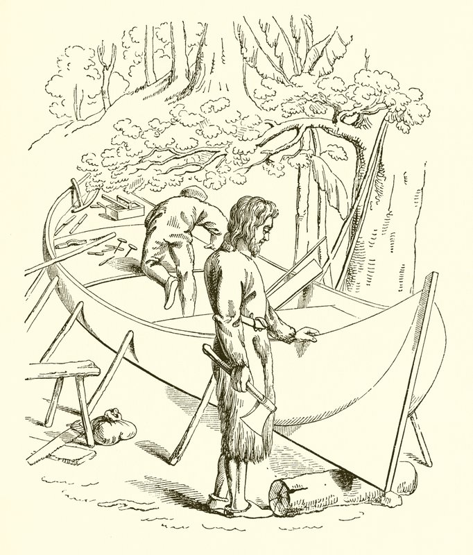 Robinson Crusoe baut sein Boot von English School
