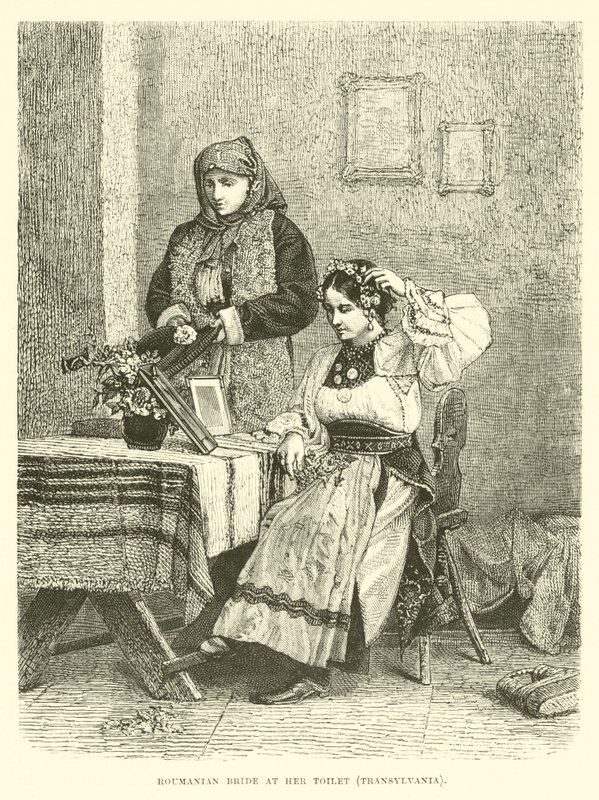 Rumänische Braut bei ihrer Toilette, Transsilvanien von English School