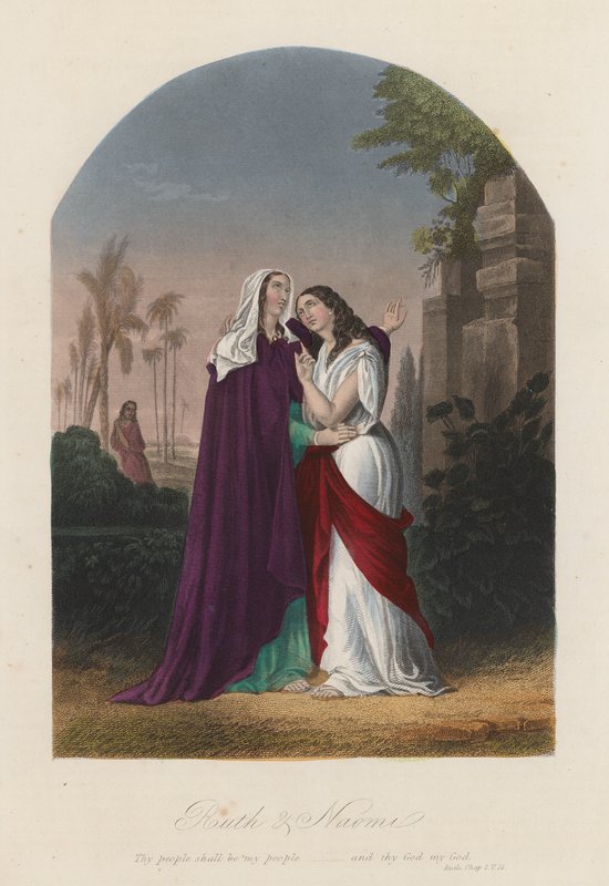 Ruth und Naomi (farbige Gravur) von English School