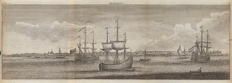 Segelschiffe vor Archangelsk, Russland von English School