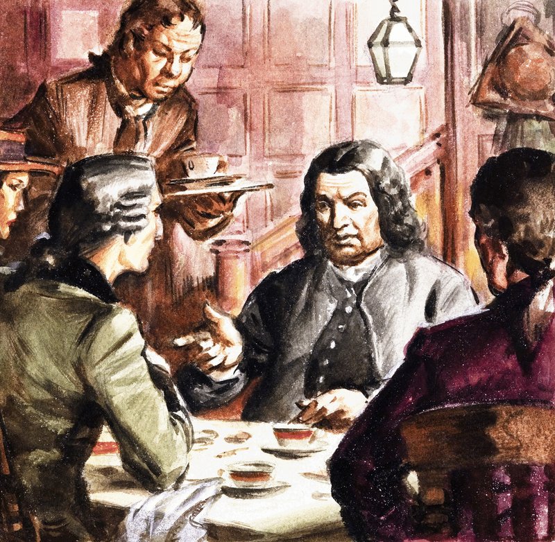 Samuel Johnson beim Teetrinken von English School