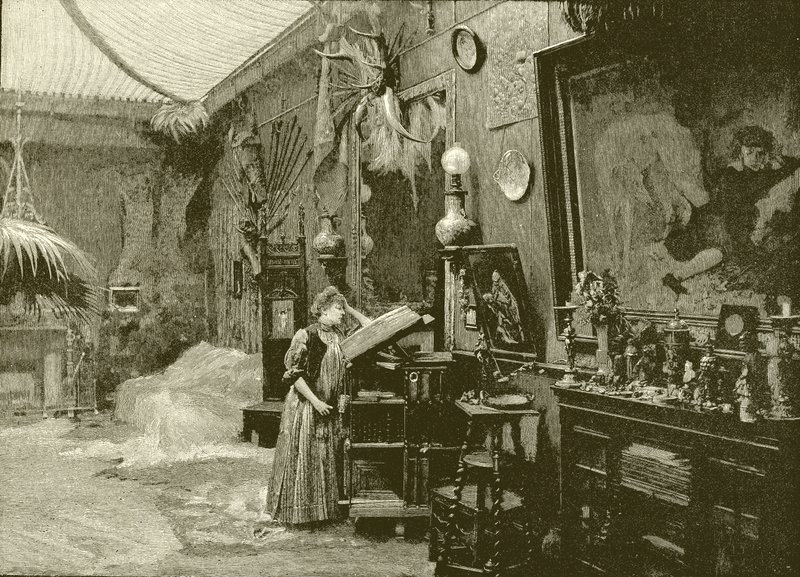 Sarah Bernhardt in ihrem Atelier von English School