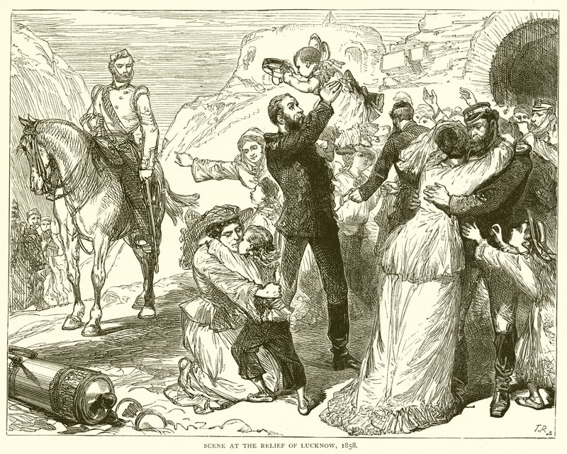 Szene bei der Entlastung von Lucknow, 1858 von English School