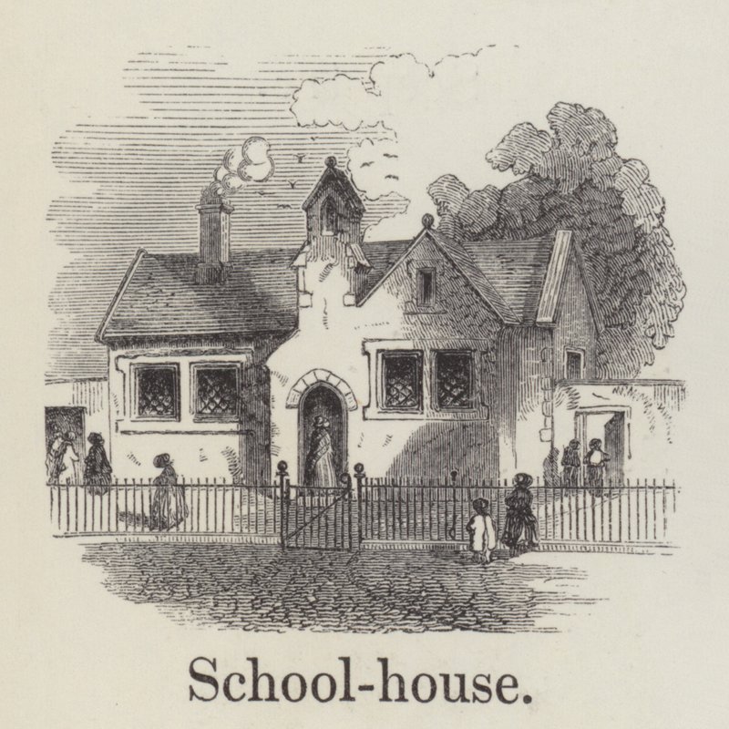 Schulhaus (Gravur) von English School