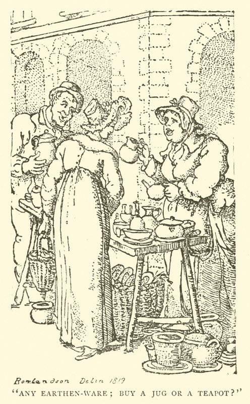 Verkäufer von Töpferwaren (Holzschnitt) von English School