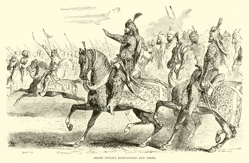 Shere Singhs Leibwache und Sikhs von English School