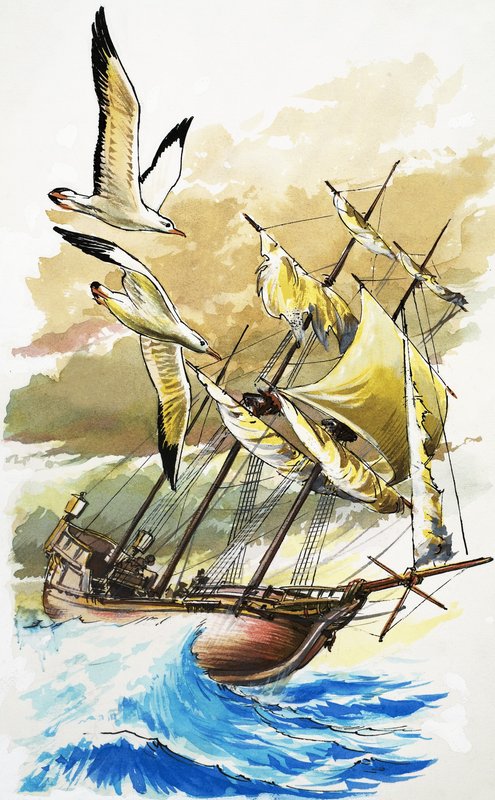 Schiff auf stürmischer See von English School