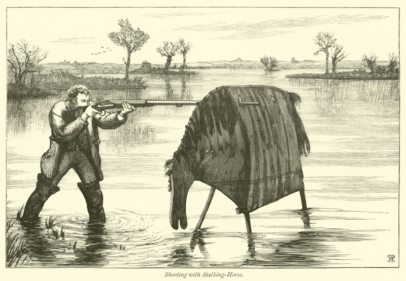 Schießen mit einem Stalking-Pferd von English School