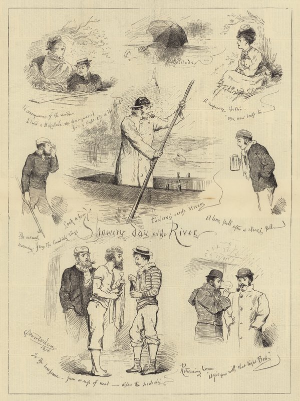 Regnerischer Tag am Fluss (Gravur) von English School