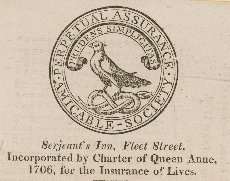 Zeichen der Amicable Society Perpetual Assurance von English School