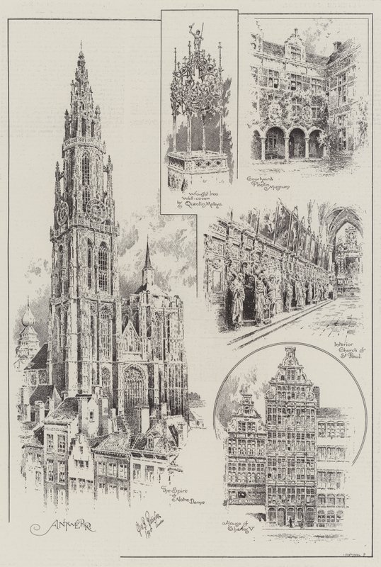 Skizzen von Antwerpen (Gravur) von English School