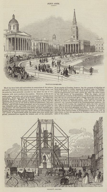 Skizzen vom Trafalgar Square (Gravur) von English School