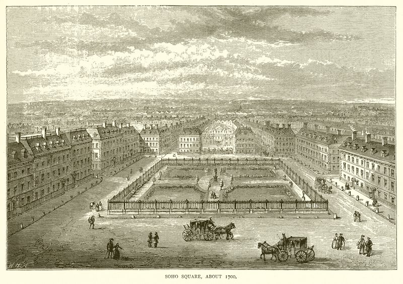 Soho Square, um 1700 von English School