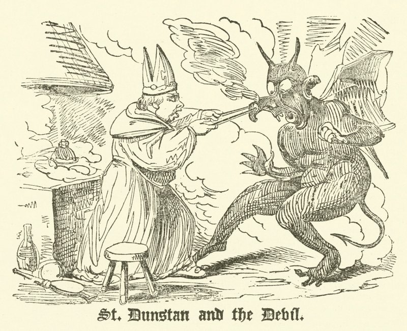 St. Dunstan und der Teufel (Gravur) von English School