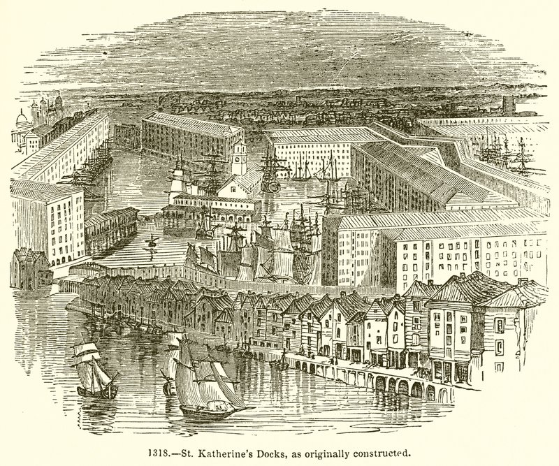 St. Katherines Docks, ursprünglich konstruiert von English School