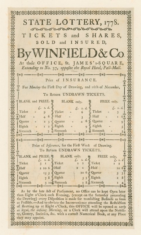 Staatslotterie, 1778 von English School