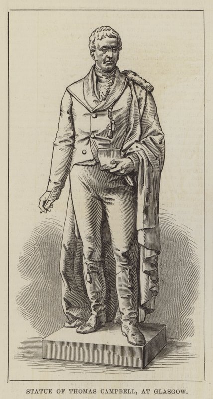 Statue von Thomas Campbell in Glasgow (Gravur) von English School