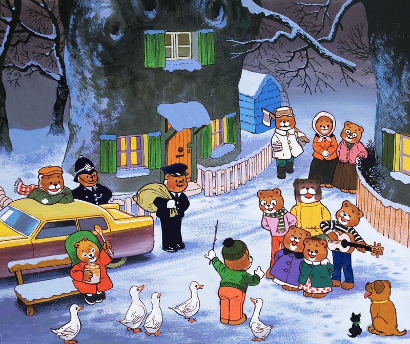 Teddys in Winterlandschaft von English School