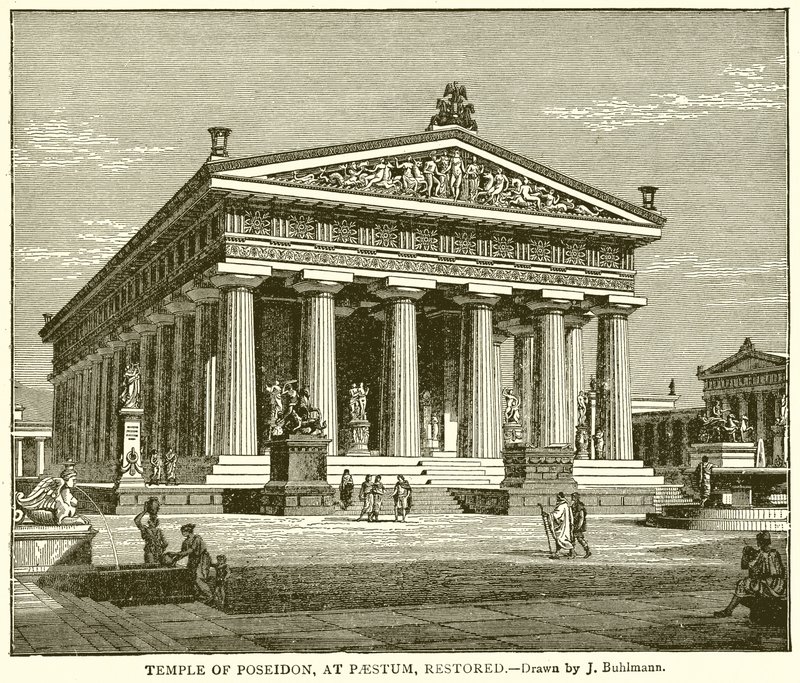 Tempel des Poseidon in Paestum, restauriert von English School