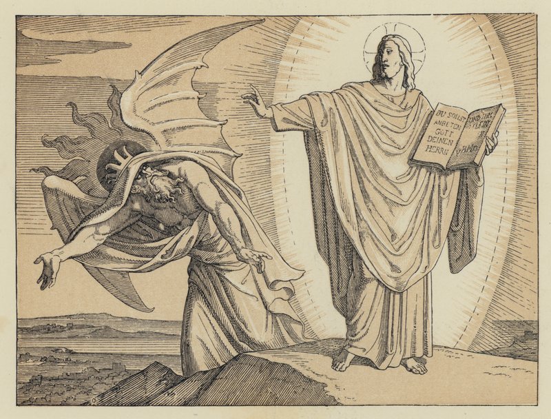 Versuchung Christi (Gravur) von English School