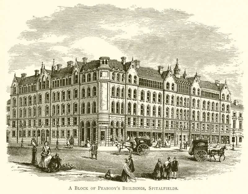 Der Block der Peabody-Gebäude, Spitalfields von English School