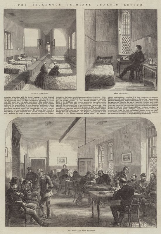 Das Broadmoor Criminal Lunatic Asylum (Gravur) von English School
