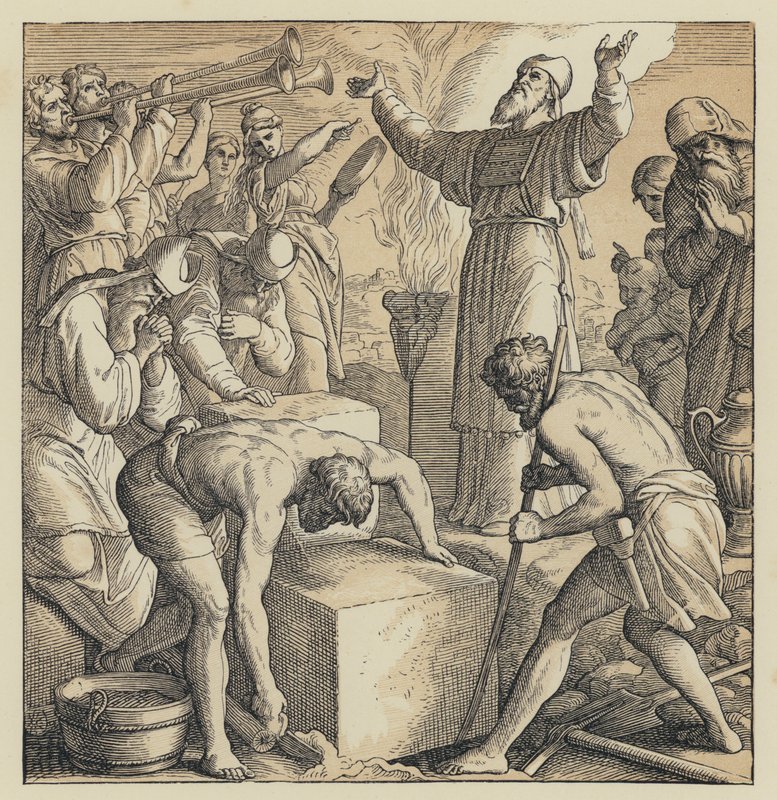 Der Bau des zweiten Tempels (Gravur) von English School