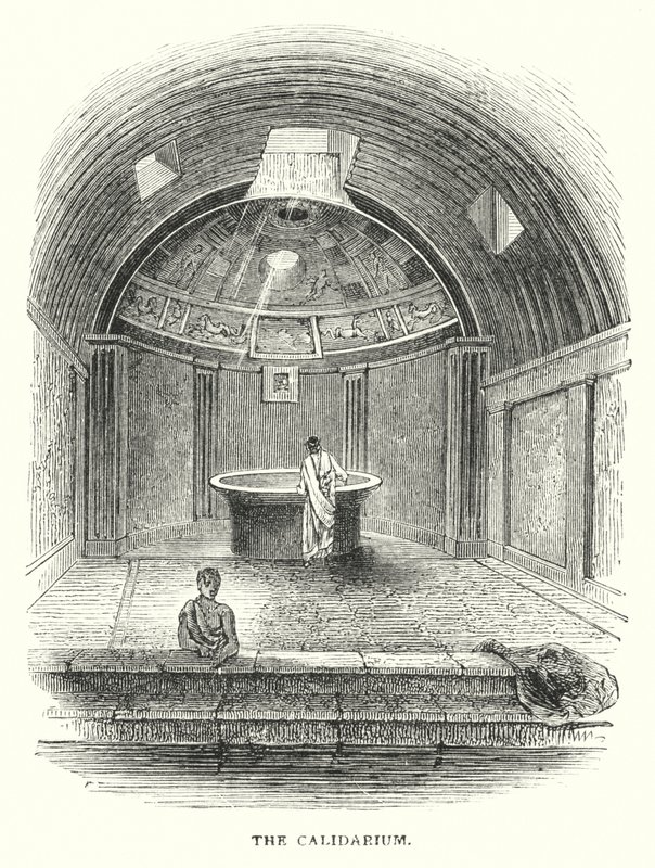 Das Calidarium (Stich) von English School