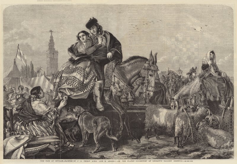 Der Jahrmarkt in Sevilla (Gravur) von English School