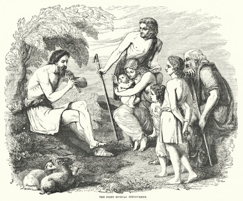 Das erste Musikinstrument (Gravur) von English School