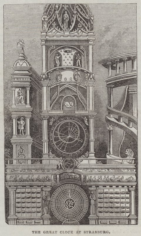 Die Große Uhr in Straßburg (Stich) von English School