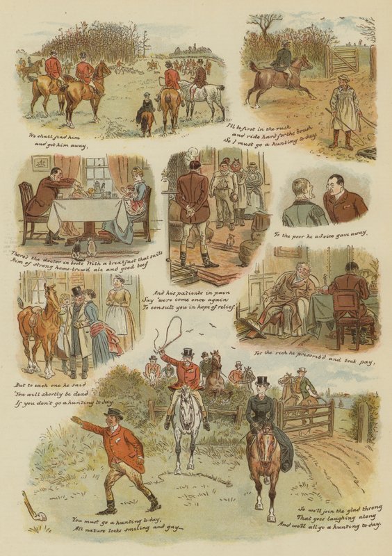 Der Jagdtag (Chromolithographie) von English School
