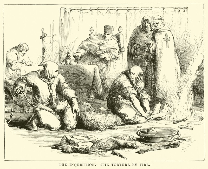 Die Inquisition, die Folter durch Feuer von English School