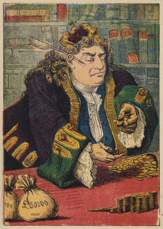 Der König zählt sein Geld (Farblithografie) von English School
