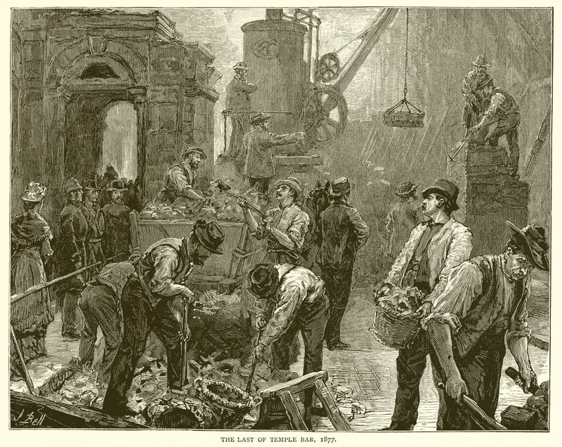 Das Ende von Temple Bar, 1877 von English School
