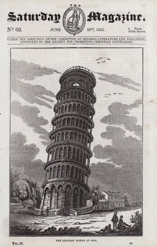 Der Schiefe Turm von Pisa (Gravur) von English School